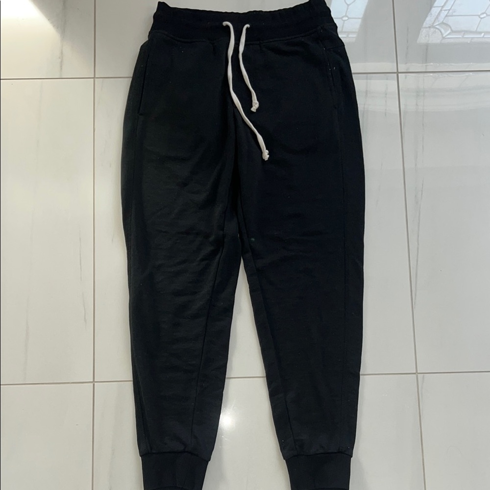 Black Alternative Jogger Pants White Drawstring Waist 2 Front Pockets Size Small - Picture 1 of 3